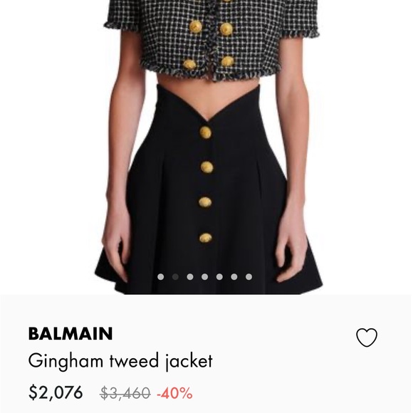 Balmain Gingham Tweed Cropped Jacket New - Picture 5 of 6